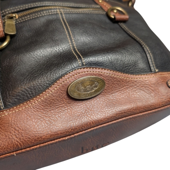 b.o.c. Black and Brown Leather Shoulder Bag Crossover Strap Full Size Purse - Picture 13 of 16